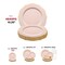 Pink with Gold Rim Round Blossom Disposable Plastic Dinner Plates - 10.25" (120 Plates)
